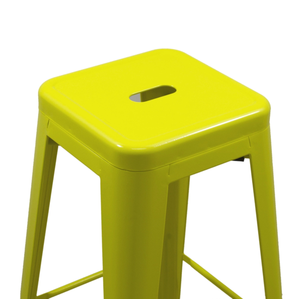 2 Banquetas Altas OHOME em Aço - Estilo Tolix - Amarelo Industrial