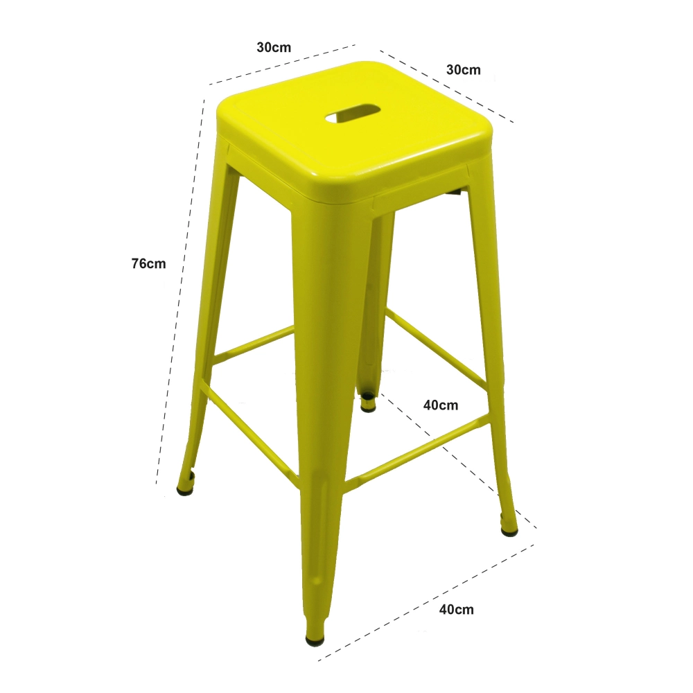 2 Banquetas Altas OHOME em Aço - Estilo Tolix - Amarelo Industrial