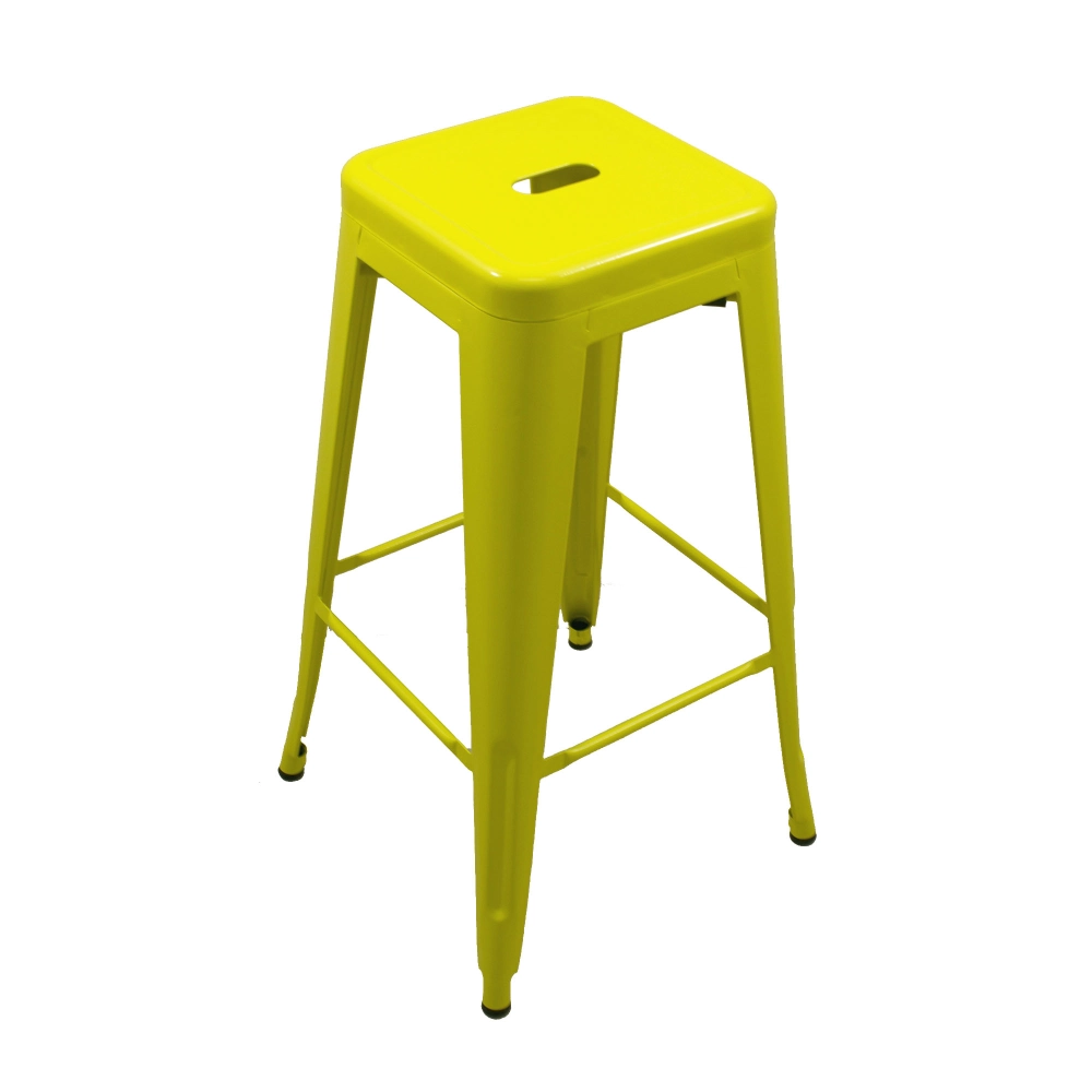 2 Banquetas Altas OHOME em Aço - Estilo Tolix - Amarelo Industrial