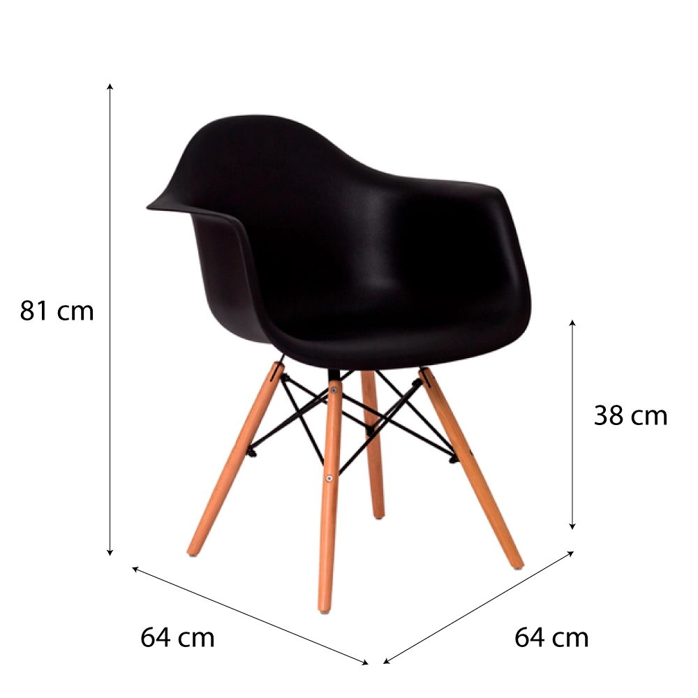 2 Cadeiras OHOME com Braço - Estilo Charles Eames Eiffel - Preto