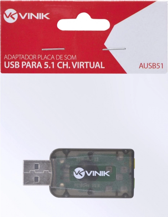 Adaptador VINIK Placa De Som USB 5.1 Canais Virtual AUSB51