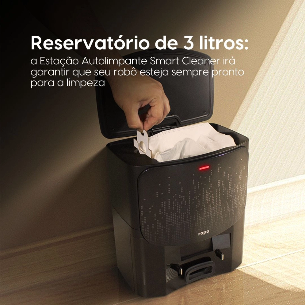 Combo Robô Aspirador Ropo Smart Laser + Estação Smart Cleaner 110V