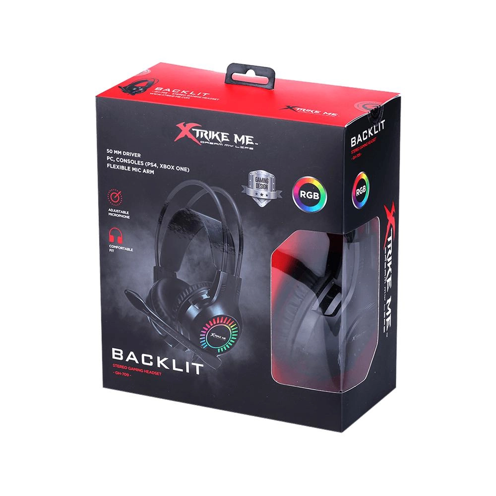 Fone Headset Gamer XTRIKE ME GH-709, 2x3.5mm + USB, PC, Preto, RGB