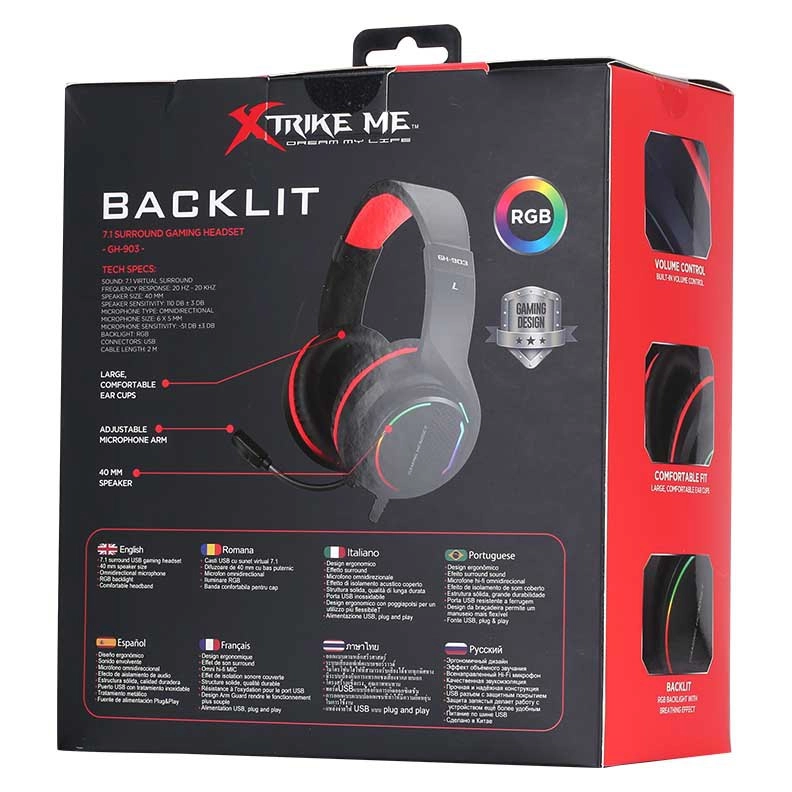 Headset Gamer XTRIKE ME GH-903, blacklit, rgb,usb 7.1