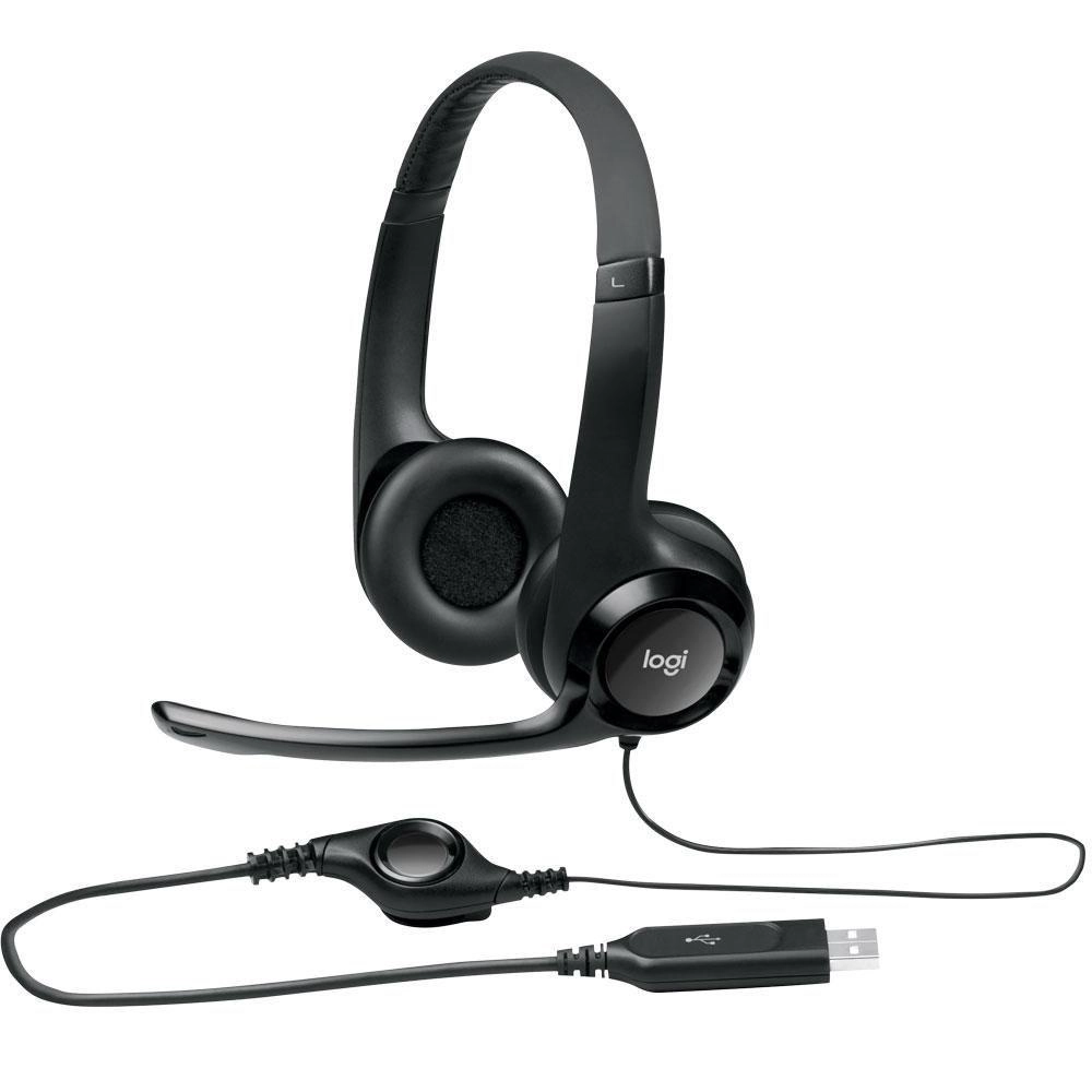 Headset LOGITECH H390 Áudio Digital em Couro USB- Preto