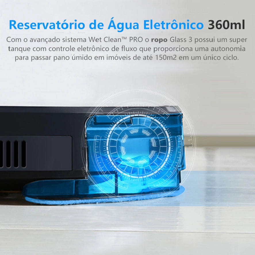 Robô Aspirador Ropo Glass 3 Preto - Outlet