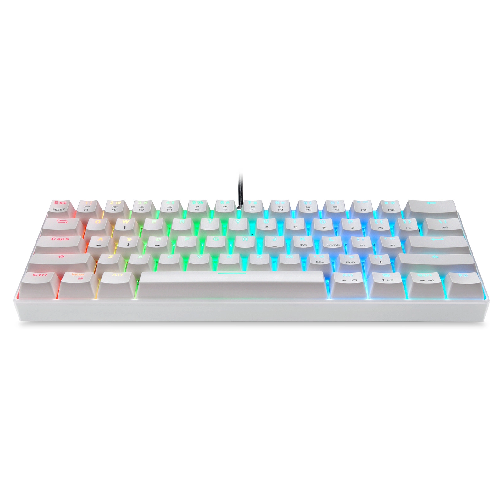 Teclado Mecânico MOTOSPEED CK61 Switch Azul RGB - Branco