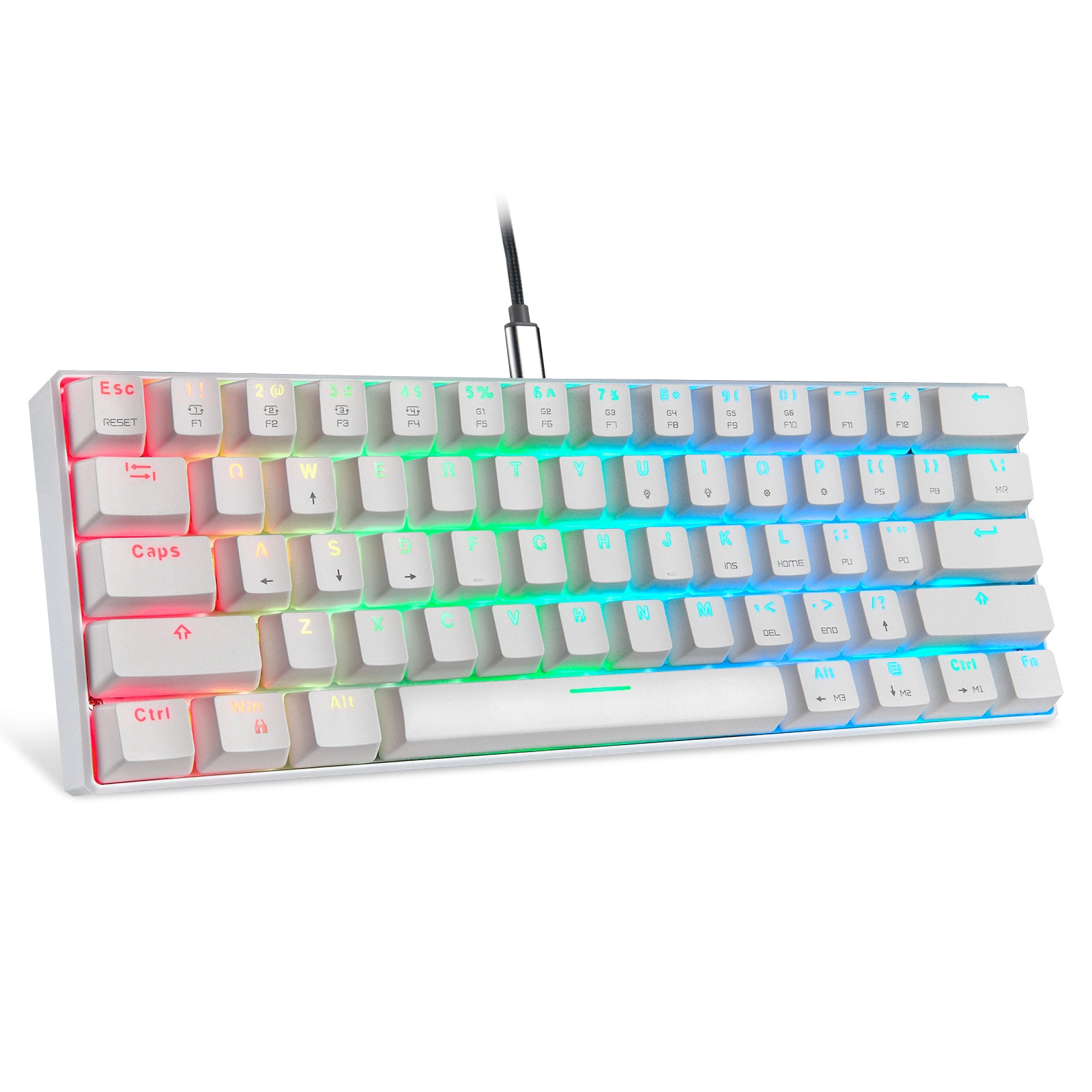 Teclado Mecânico MOTOSPEED CK61 Switch Azul RGB - Branco