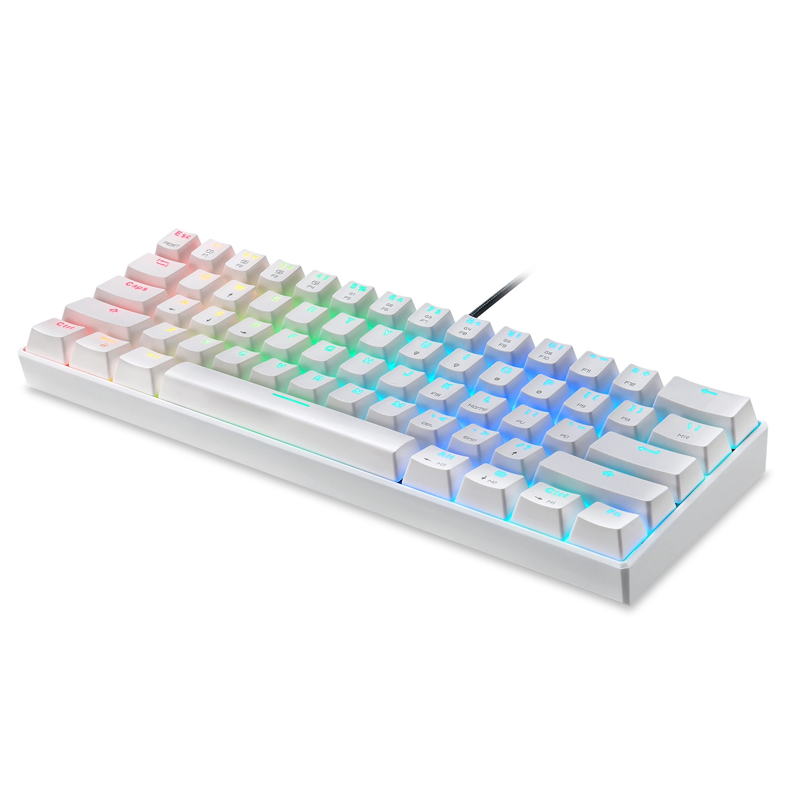 Teclado Mecânico MOTOSPEED CK61 Switch Azul RGB - Branco