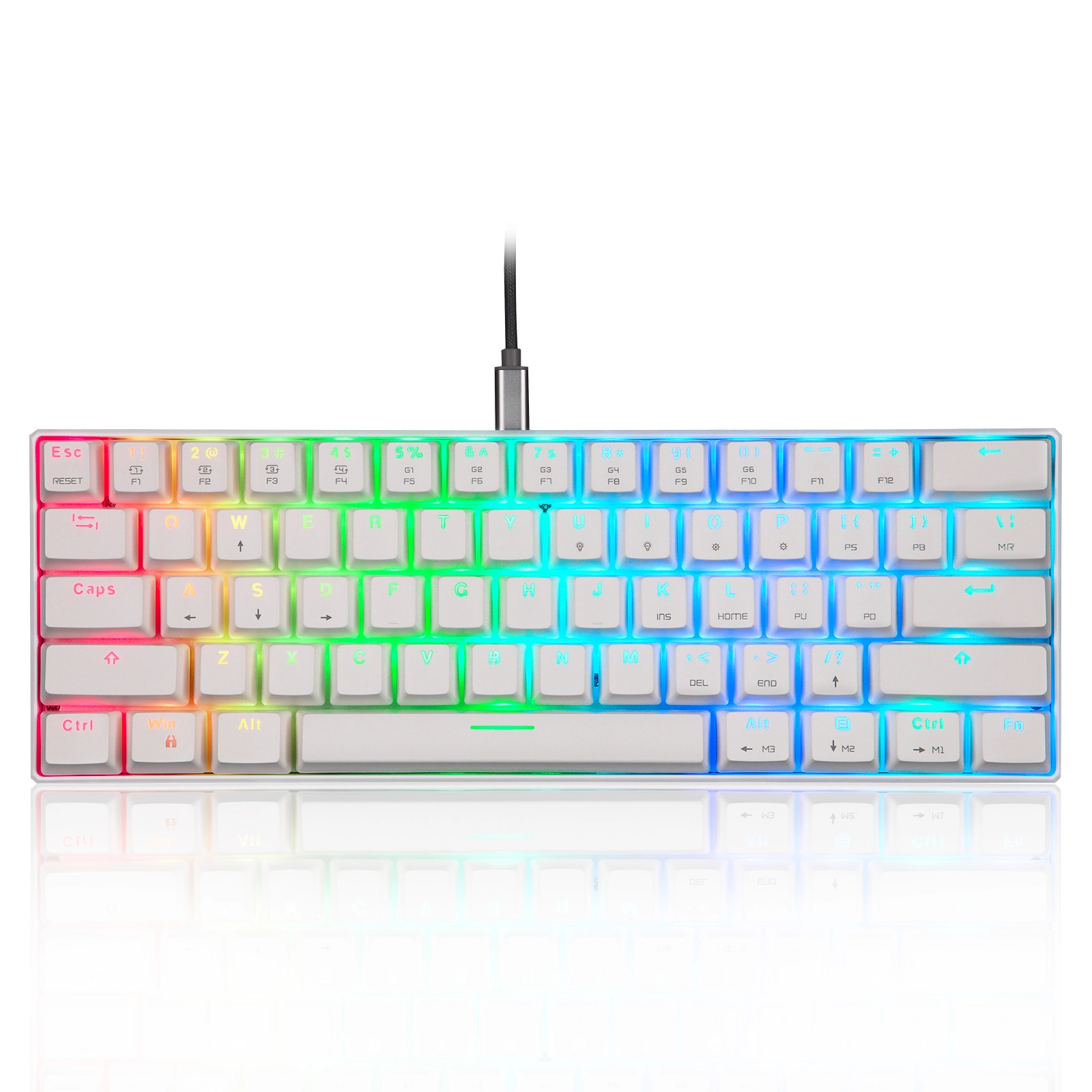 Teclado Mecânico MOTOSPEED CK61 Switch Azul RGB - Branco