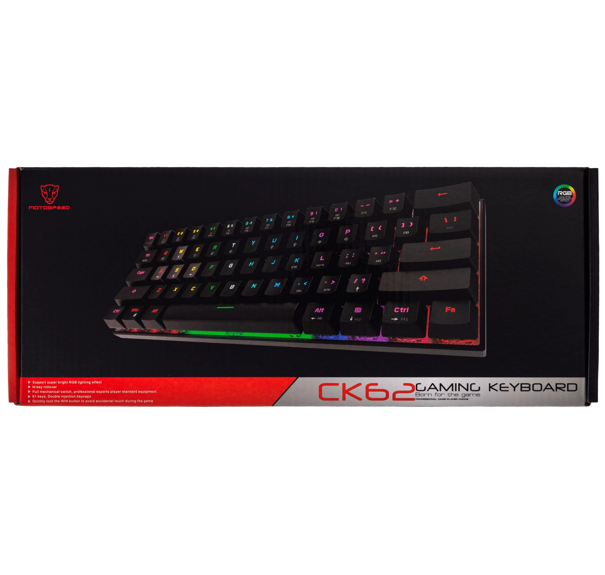 Teclado Mecânico MOTOSPEED CK62 Bluetooth Gamer Switch Azul RGB - Preto