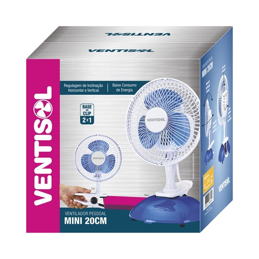 Ventilador Mesa VENTISOL 20Cm Mini Premium Branco - 127V